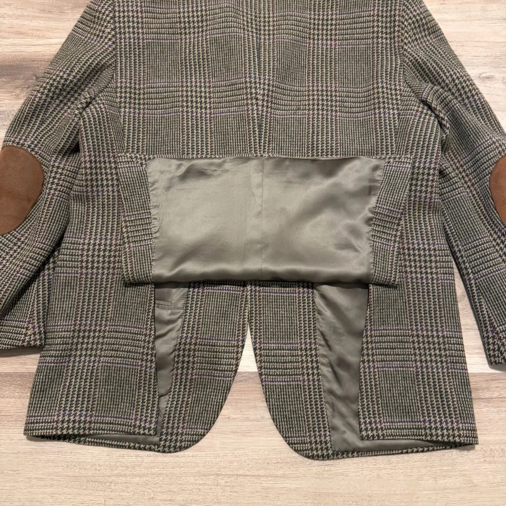 Polo Ralph Lauren Men’s 44 R Corneliani Virgin Wool Blazer Houndstooth Elbow